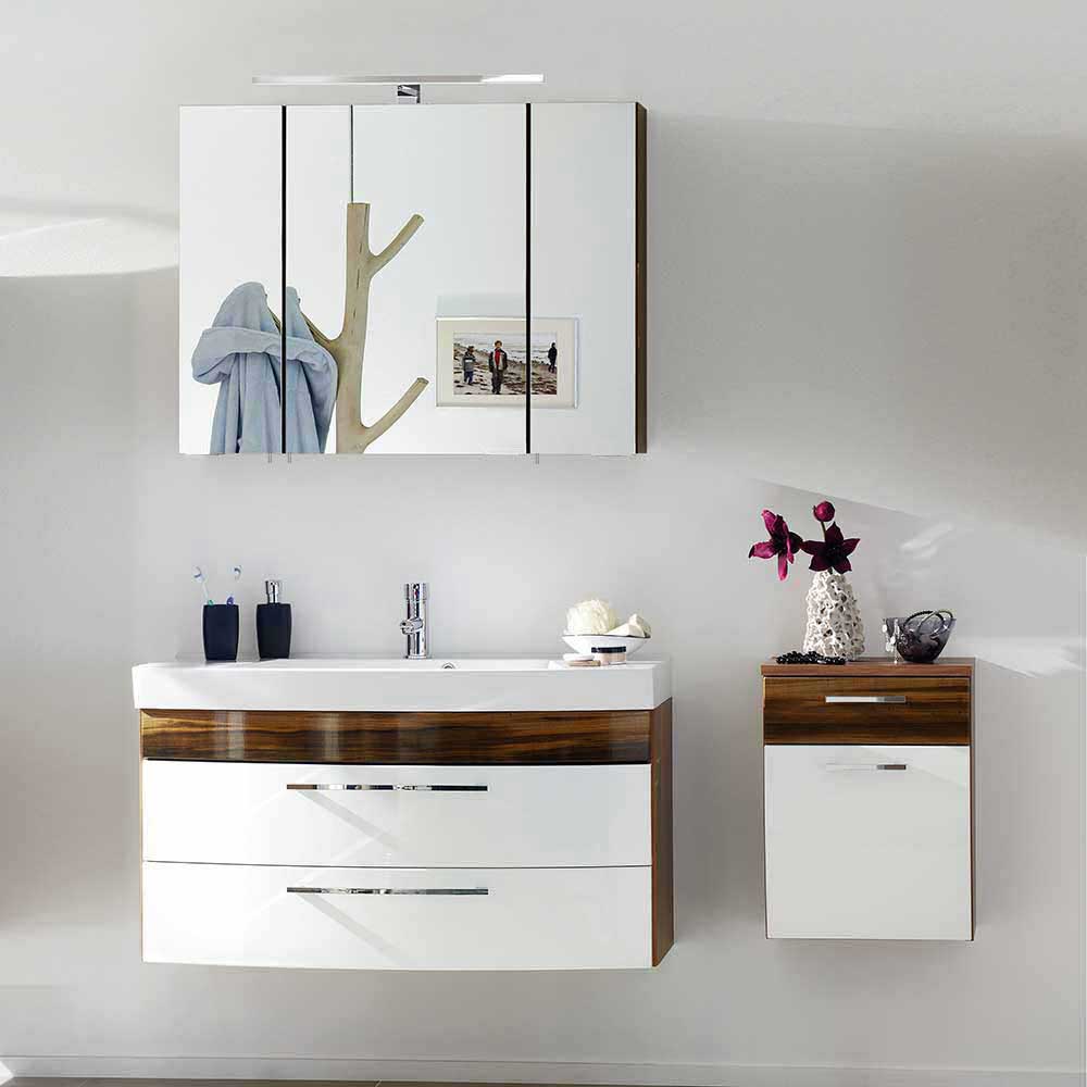 Kleines Badezimmer Set Badajoz mit Waschplatz Spiegelschrank Unterschrank (dreiteilig)