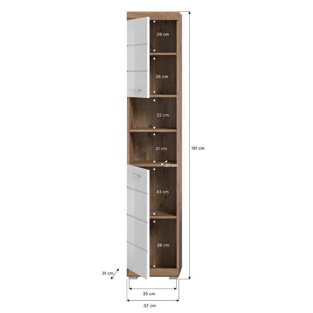Badezimmer Hochschrank in Weiß - Exmonda