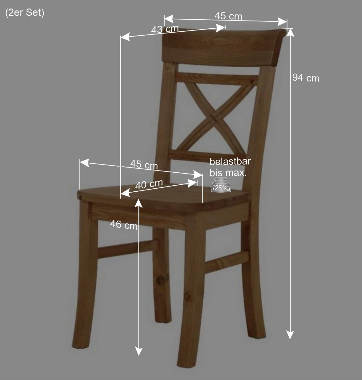 Esszimmerstuhl Giurgia im Landhaus Design (2er Set)