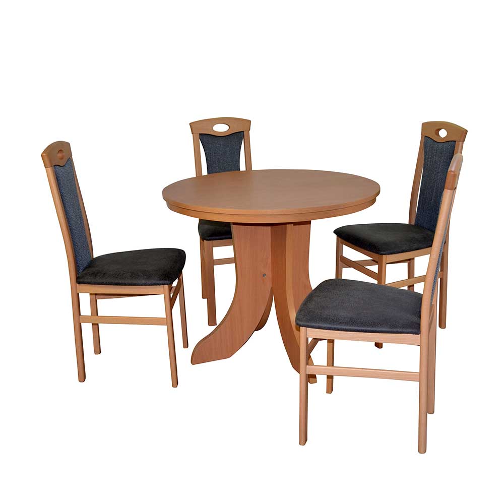 Runder Esstisch & vier Stühle - Mombras (fünfteilig)