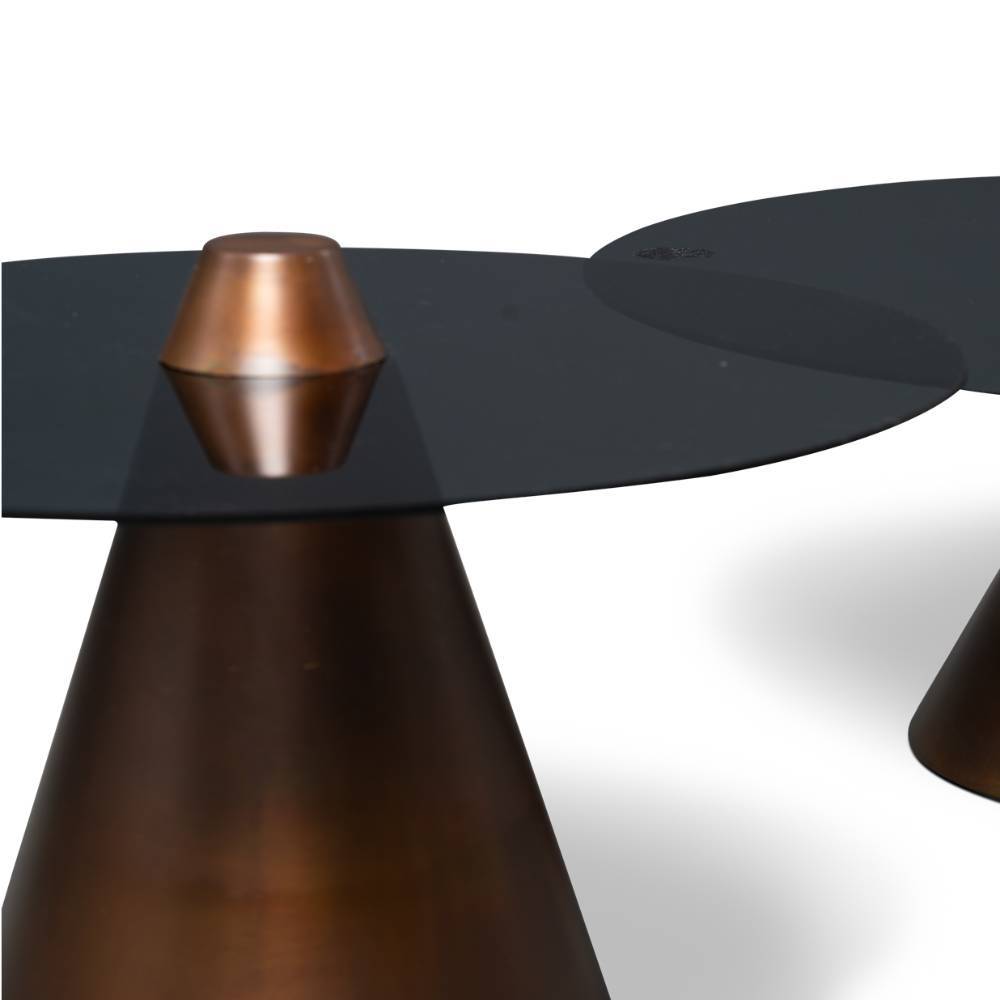 Glas-Couchtische mit Metallgestellen - Haruki (zweiteilig)