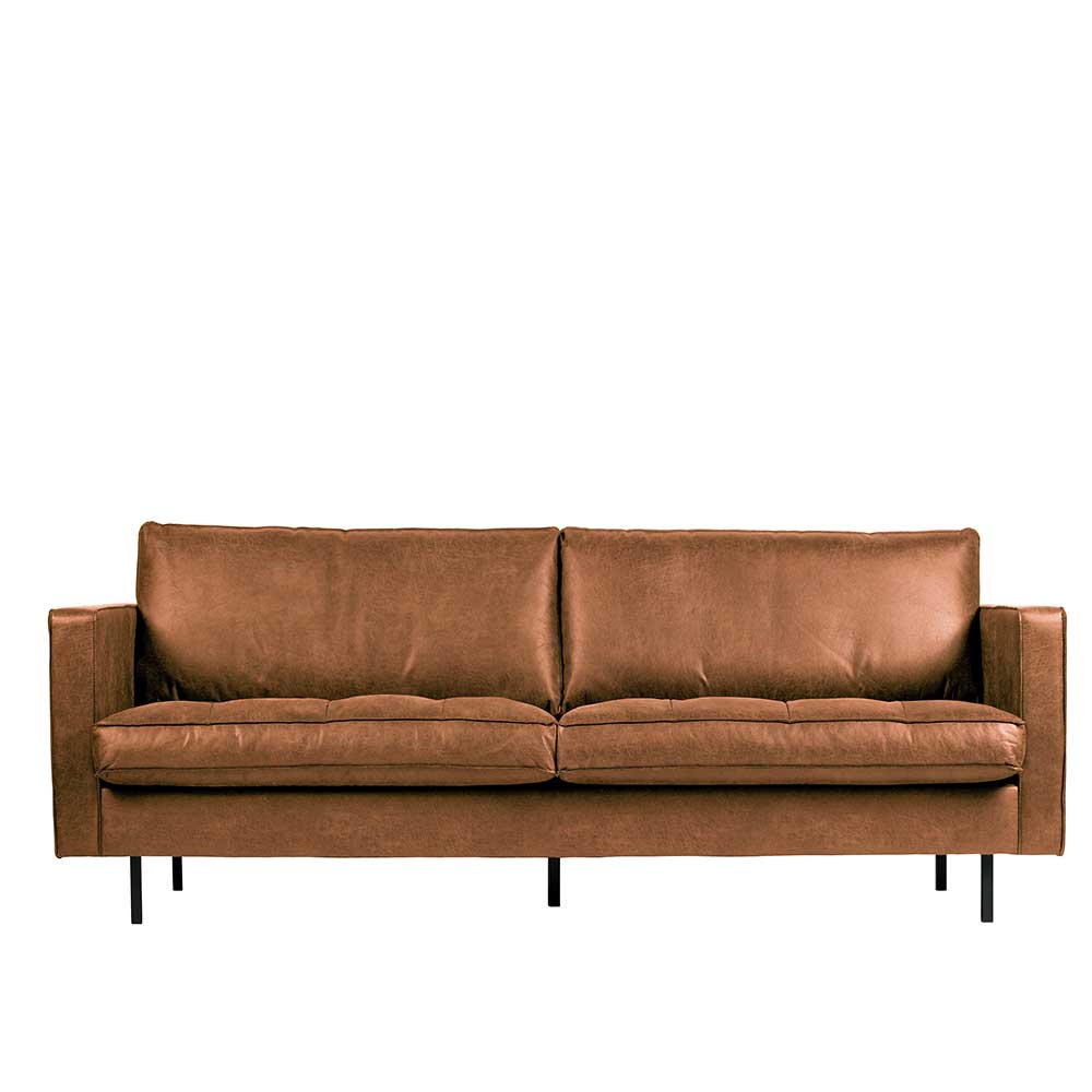 Leder 3-Sitzer Couch in Braun Cognac - Eterna