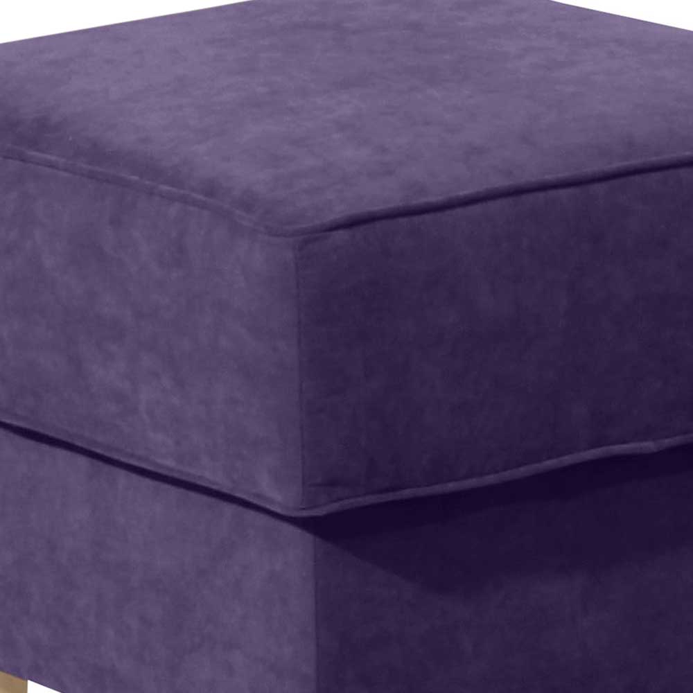 Polsterhocker in Violett Velours - Antonia