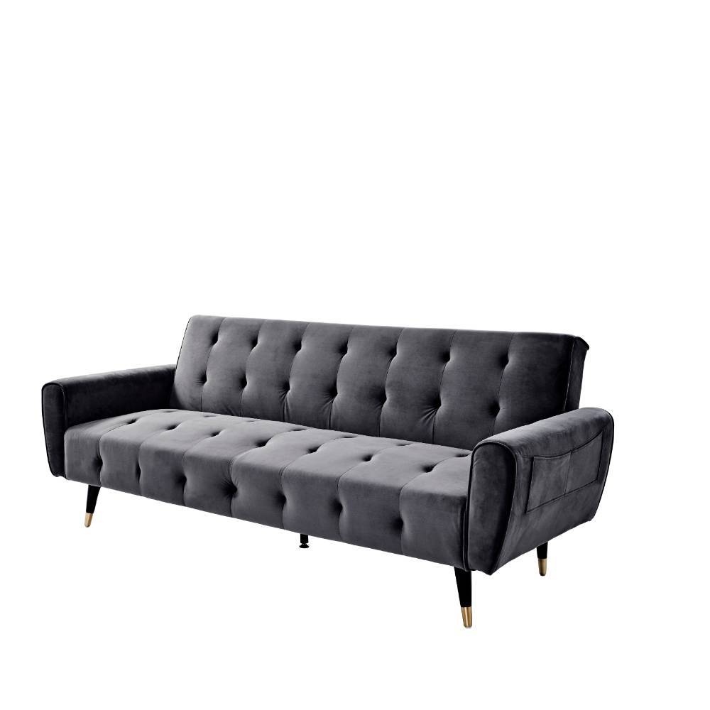Klappcouch aus Samt Grau - Acruma