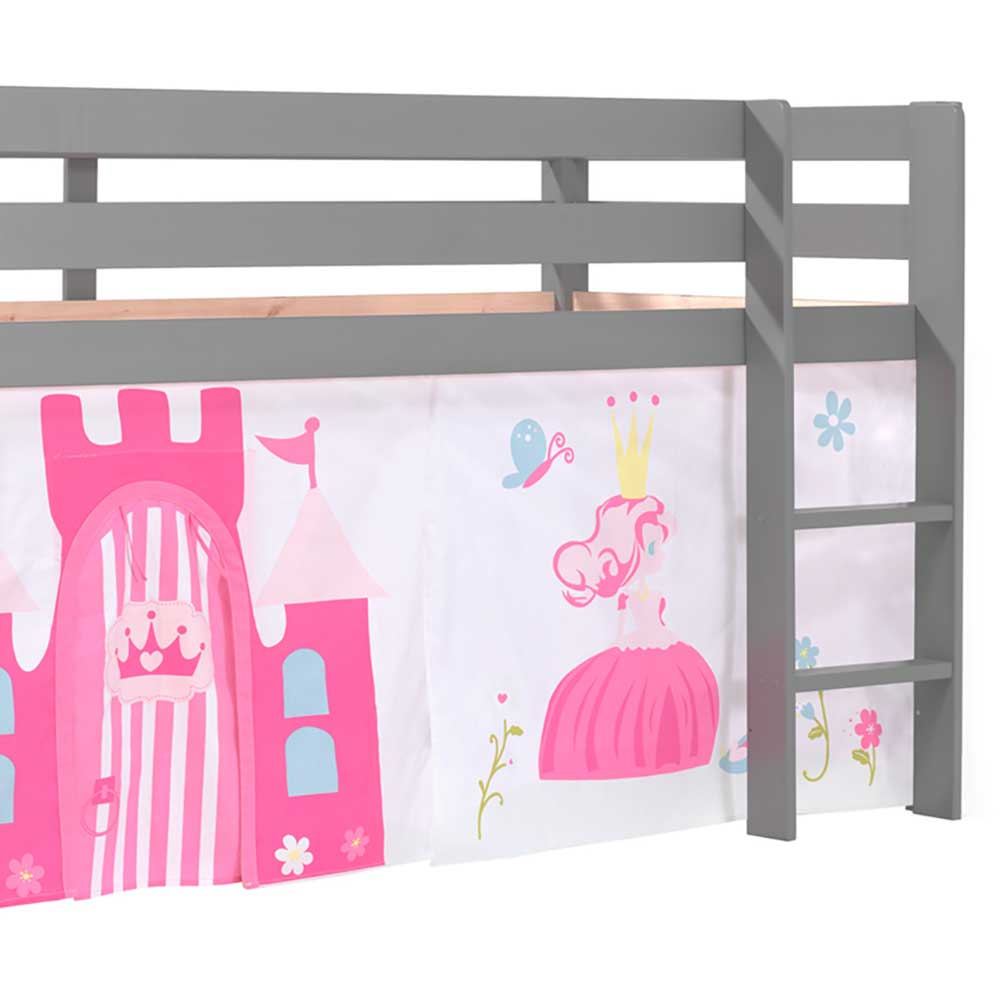 Mädchenhochbett mit Vorhang Prinzessin und Schloss - Casa