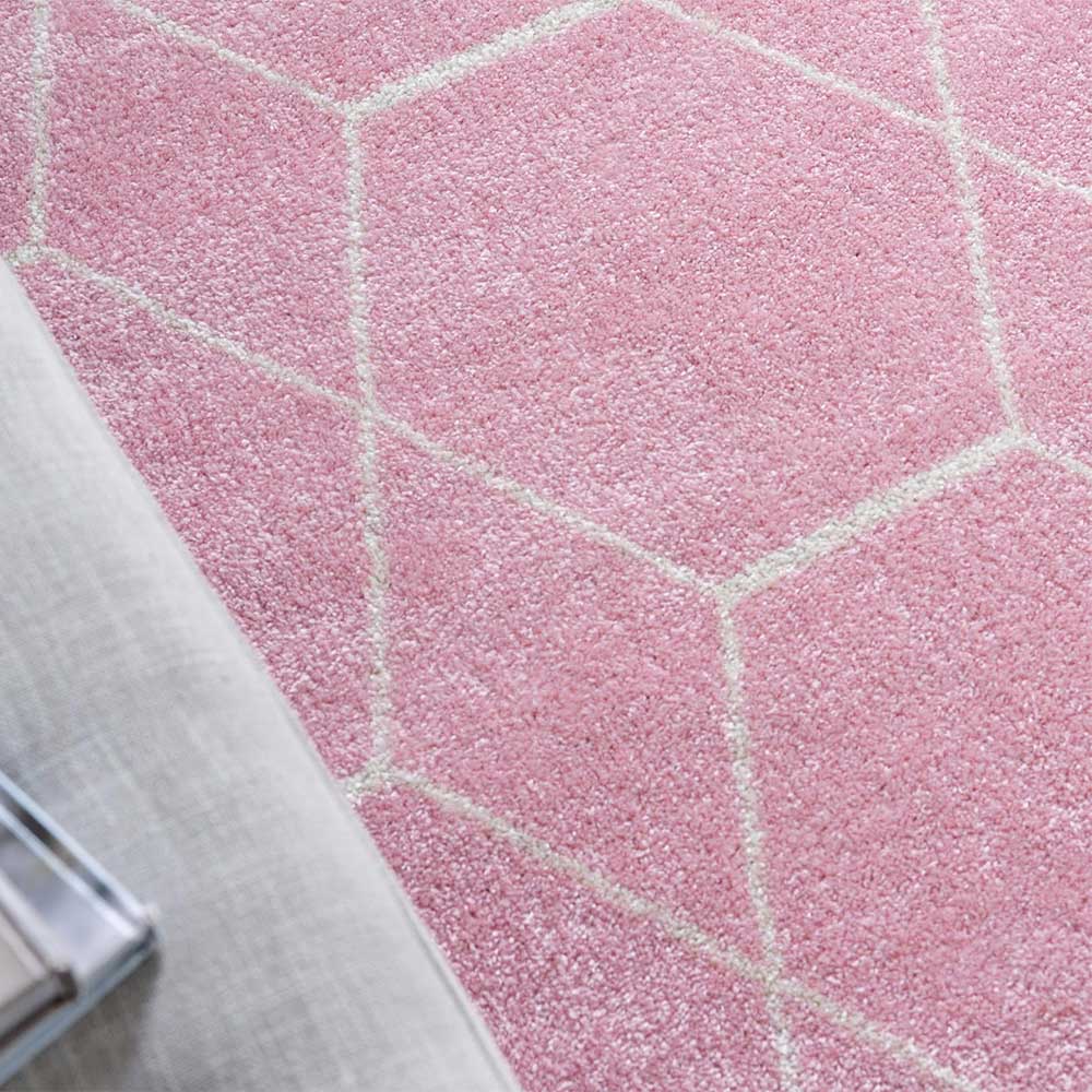 Design Teppich in Rosa und Cremeweiß - Amaikan