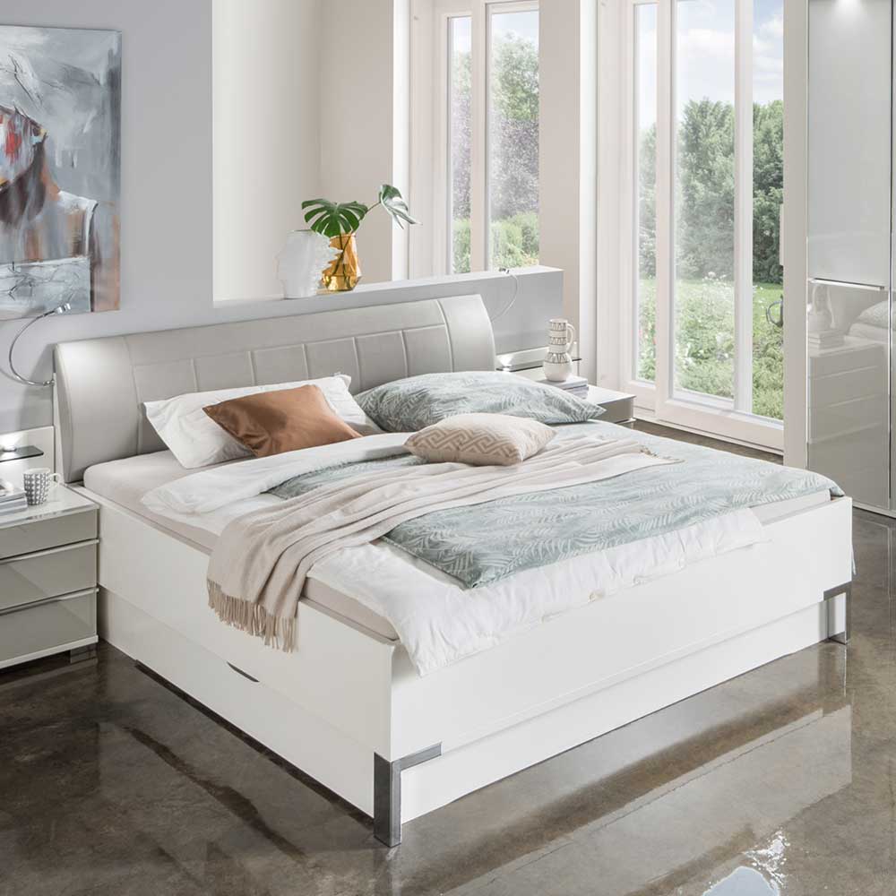 Set Komplettschlafzimmer modern Weiß (4-teilig) - Erienvo mit in Hellgrau