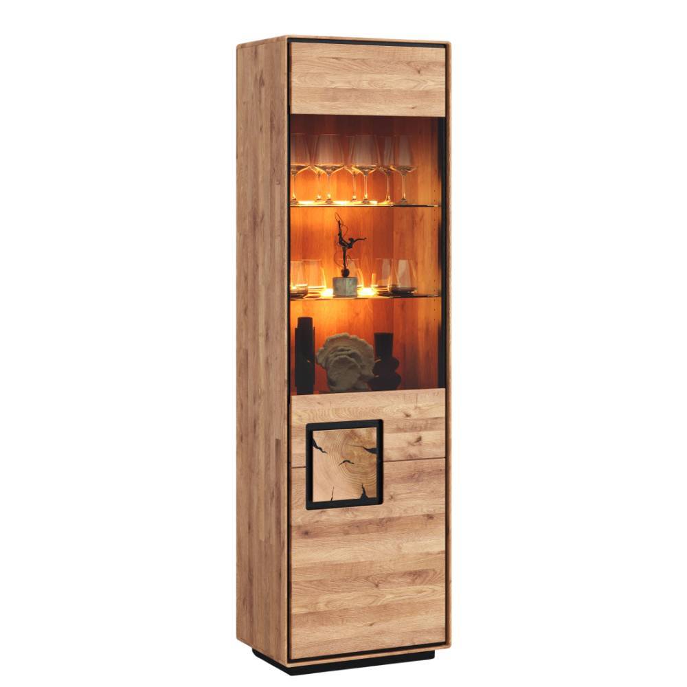 Wildeiche Vitrine in Natur mit Schwarz - Shipper