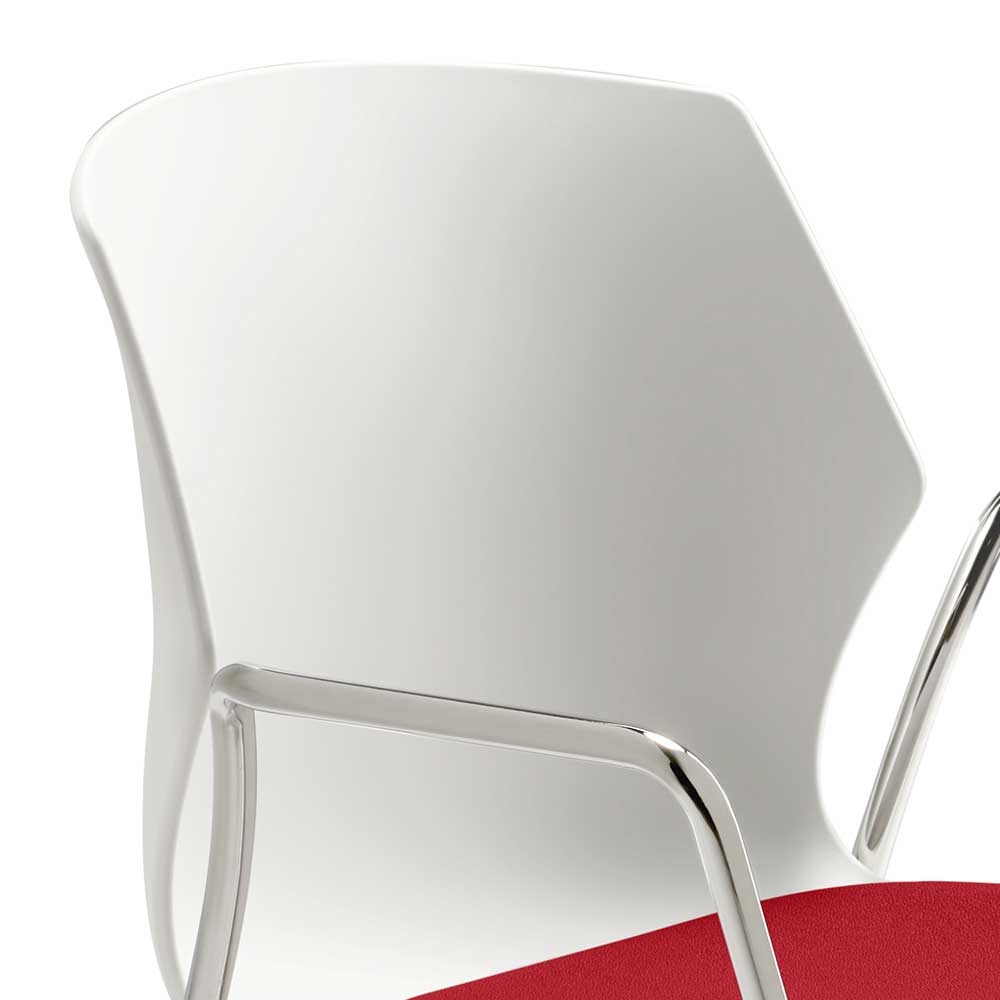 Schalensitz Stapelstuhl in Weiß & Rot - Relindo