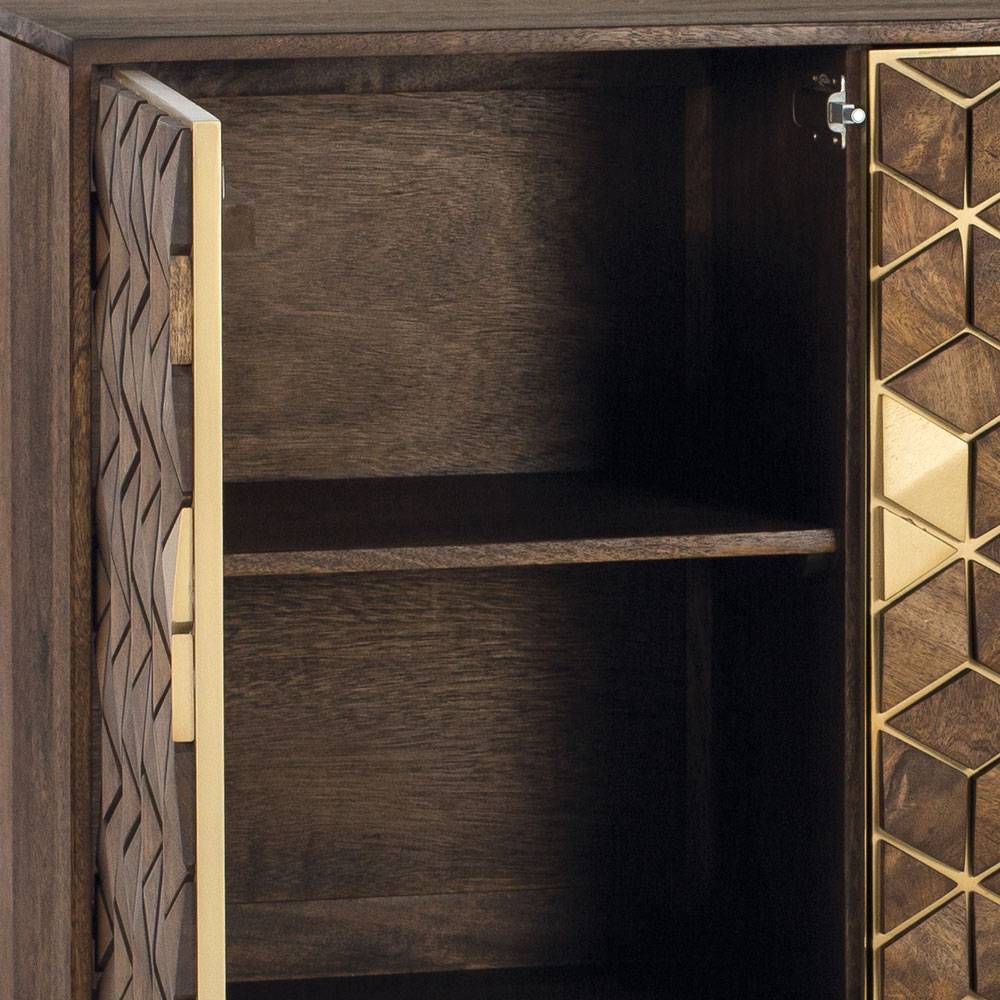 Design Kombi-Kommode in Walnuss Braun und Gold - Feregato