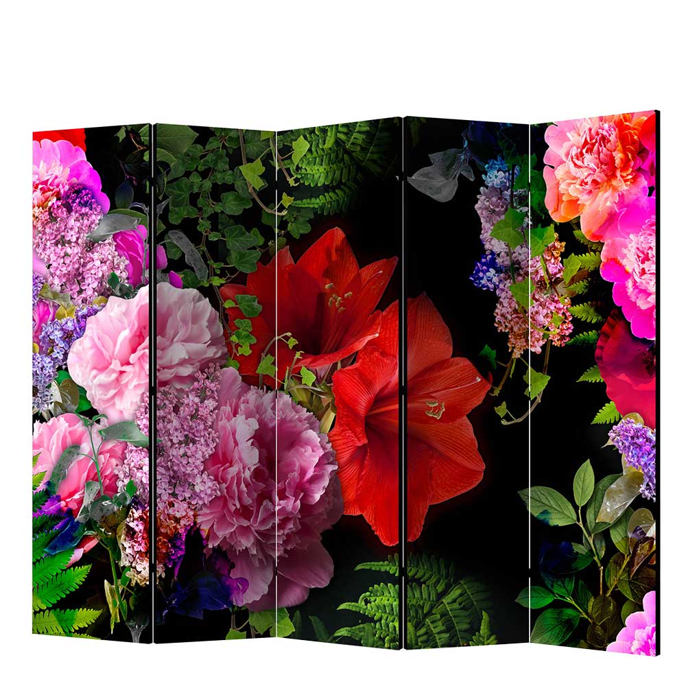 Fotodruck Paravent mit Blüten & Grünpflanzen - Onald
