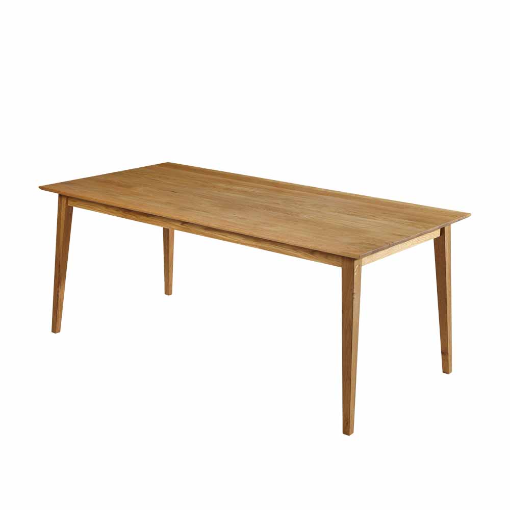 Holz Esstisch mit Stühlen Likes aus Wildeiche massiv (siebenteilig)