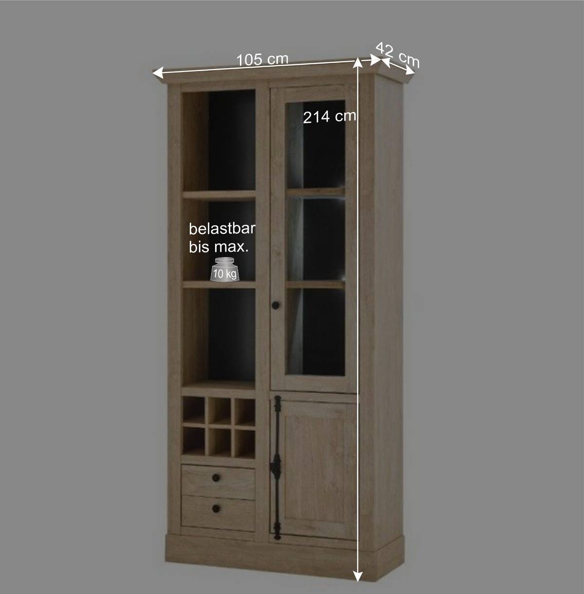 Landhaus-TV-Anbauwand Set - Hengas (dreiteilig)