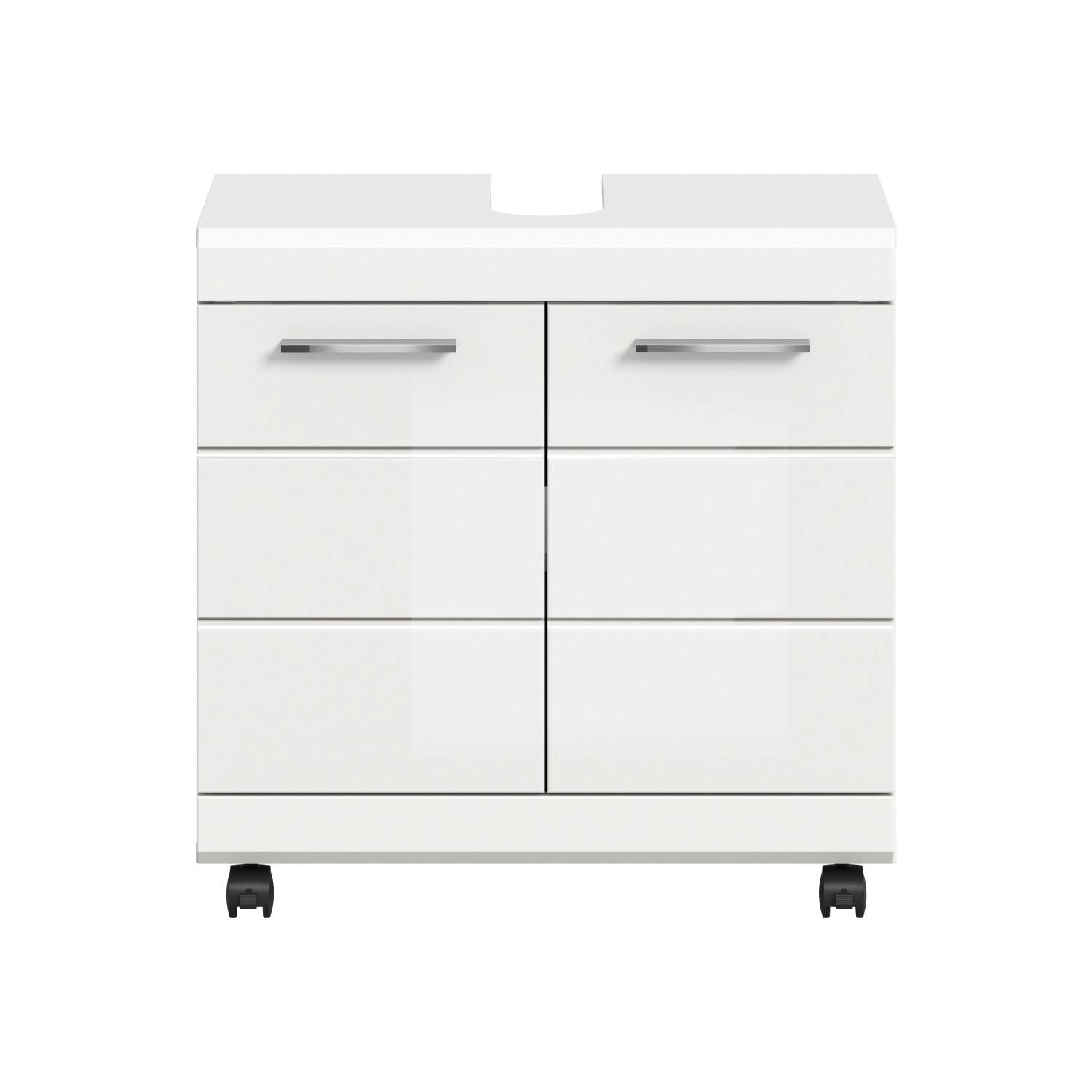 Weißer Badezimmerschrank mit hochglänzenden Fronten - Nanila II