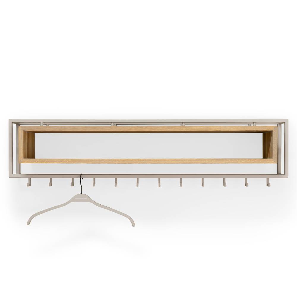 Design-Wandgarderobe in Taupe und Eiche Natur - Frosina