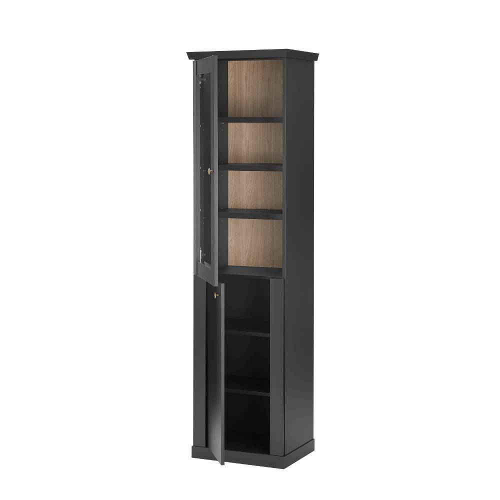 Modern Country Standvitrine in Mattschwarz - Lulumo