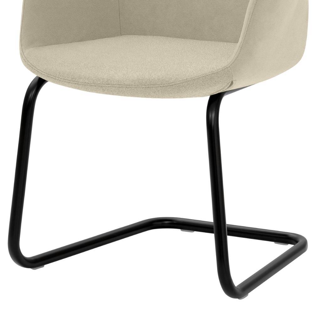 Freischwinger Armlehnenstuhl in Taupe - Susana
