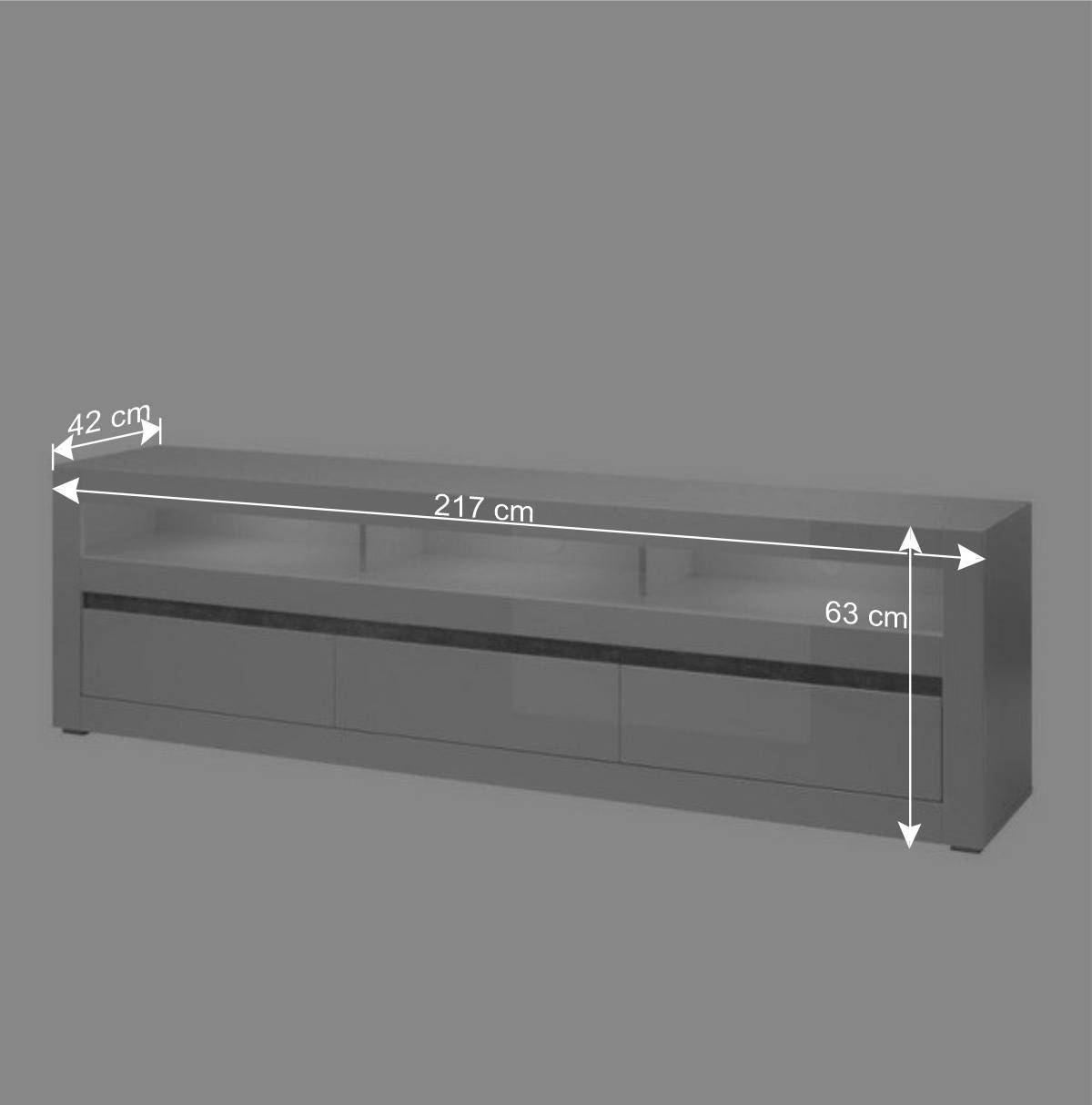 Kompakte TV Wand in Weiß Hochglanz Mextra mit Lowboard (zweiteilig)