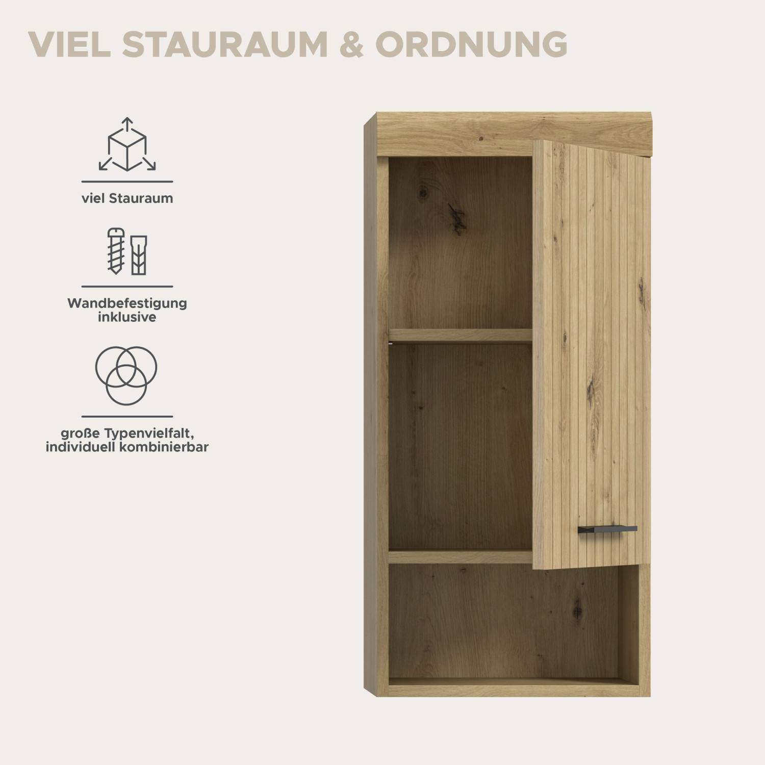 Hängeschrank mit viel Stauraum und Wandbefestigung für individuelle Kombinationen – Lasewood