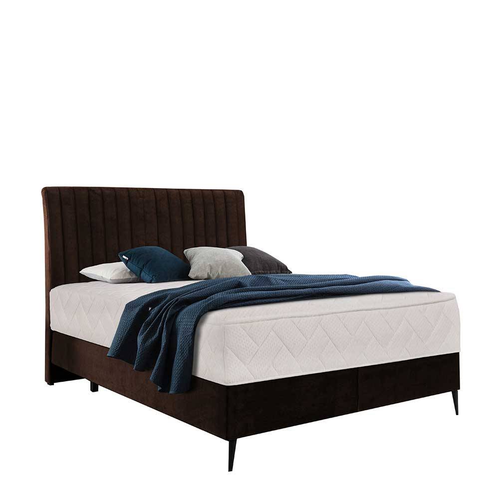 Amerikanisches Bett - Boxspring - in Dunkelbraun - Pianona