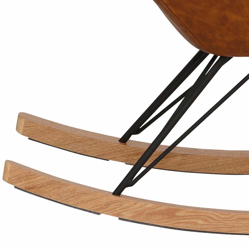 Moderner Schaukelstuhl aus Kunstleder Braun - Rupicon