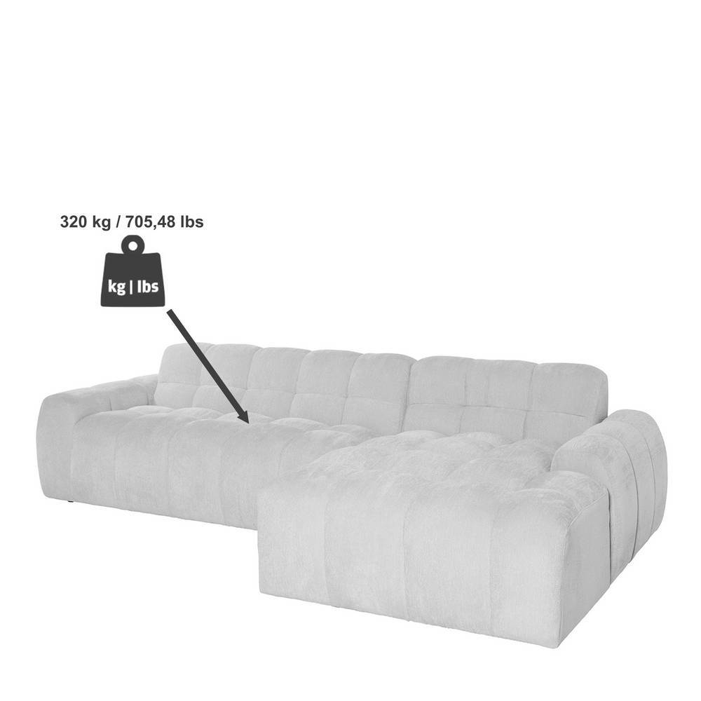 Boucle Ecksofa in Beige mit Gewichtsangabe von 320 kg für stabile Wohnzimmermöbel – Vedition