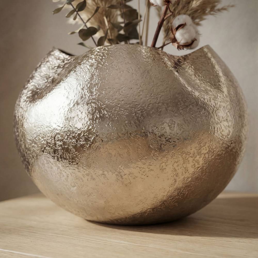 Kugelvase aus Aluminium in Silber - Arnia