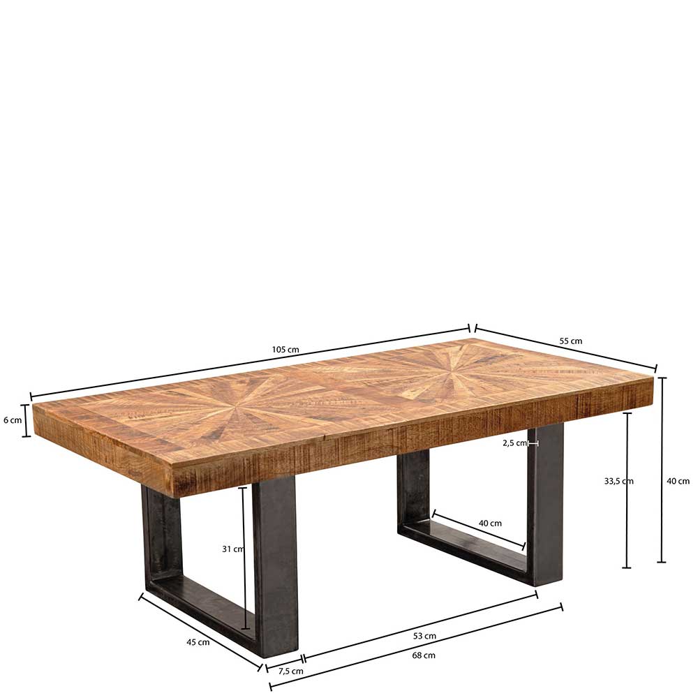 105x55 Wohnzimmer Tisch aus Holz handgearbeitet - Cazatan
