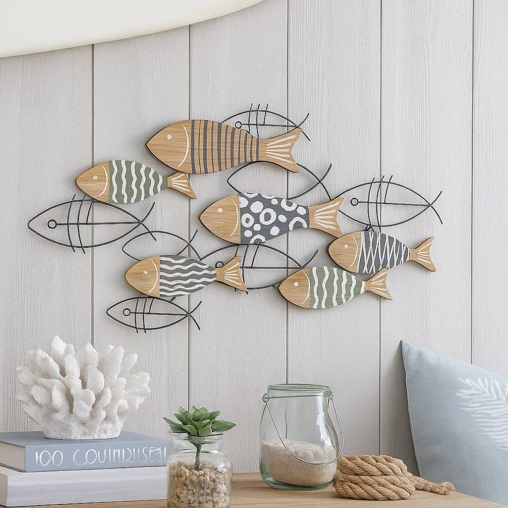 Fischschwarm-Wanddekoration maritim - Red