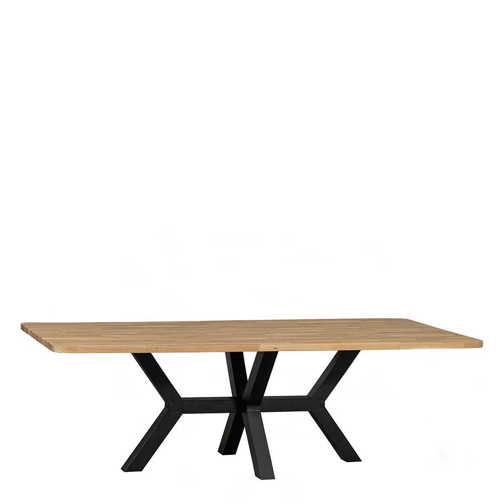 240 cm breiter Esstisch mit Holzplatte Eiche - Hengas