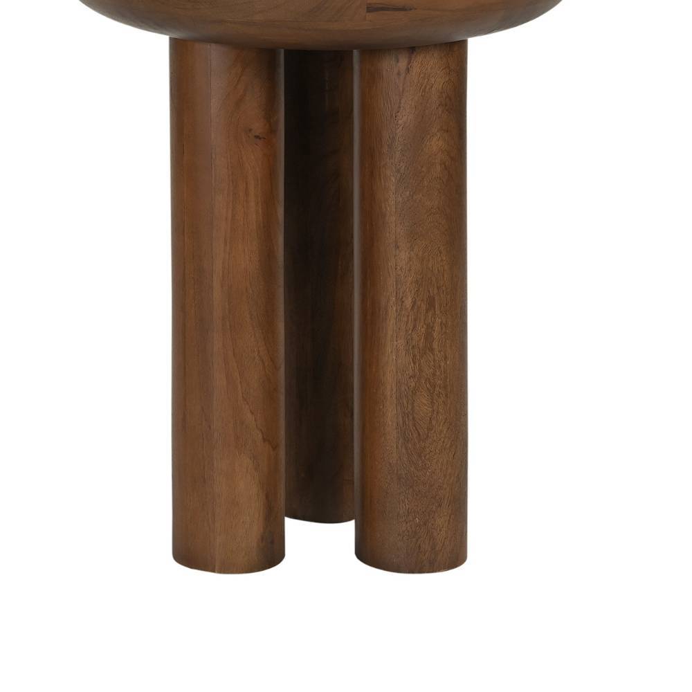 Dunkelbraune Holz Beine des massiven Beistelltisches – Tanky