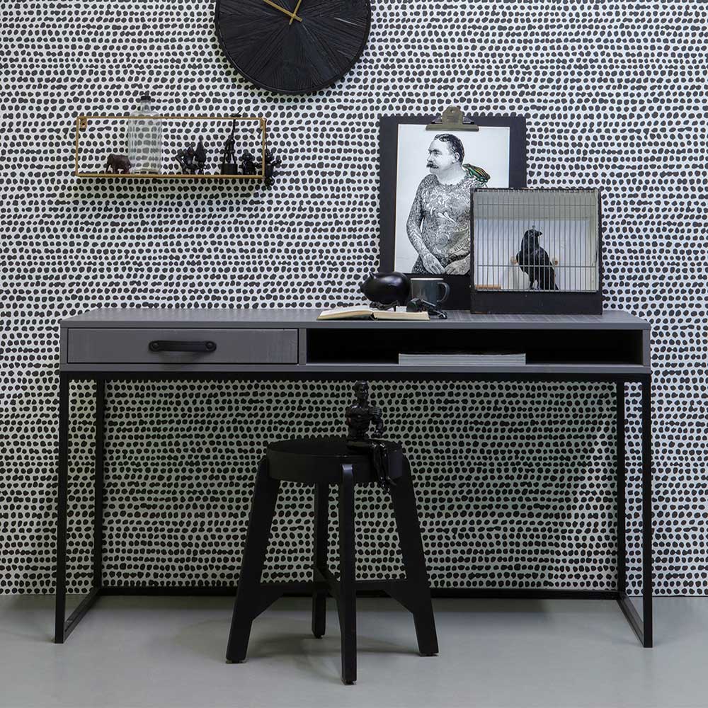 130x58 Designer Schreibtisch in Grau & Schwarz - Firgetta