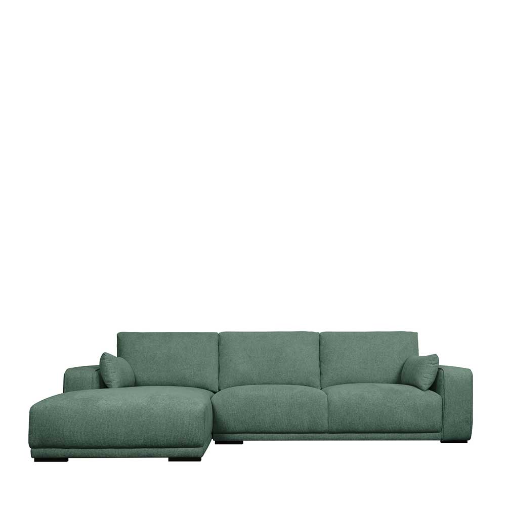 Federkern Ecksofa in Grün Stoffbezug - Tree