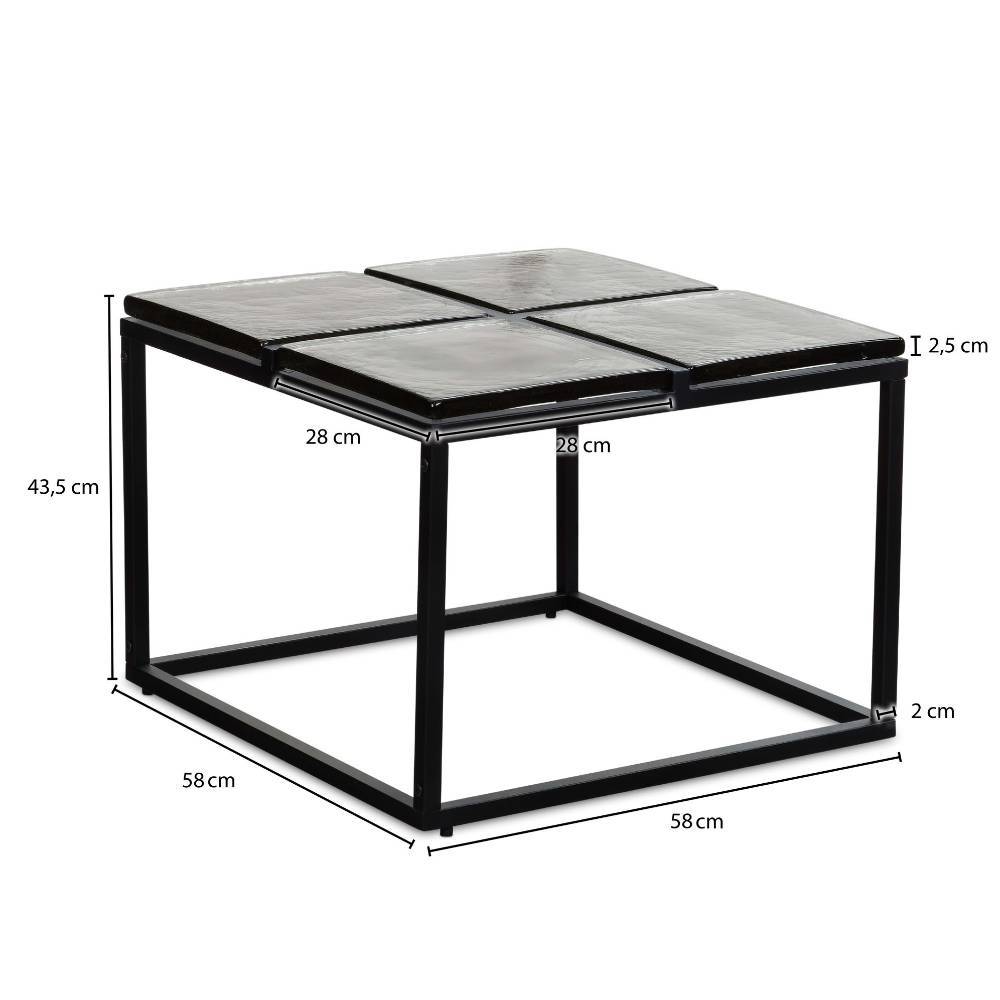 Design-Couchtisch mit 4-teiliger Strukturglasplatte - Faith
