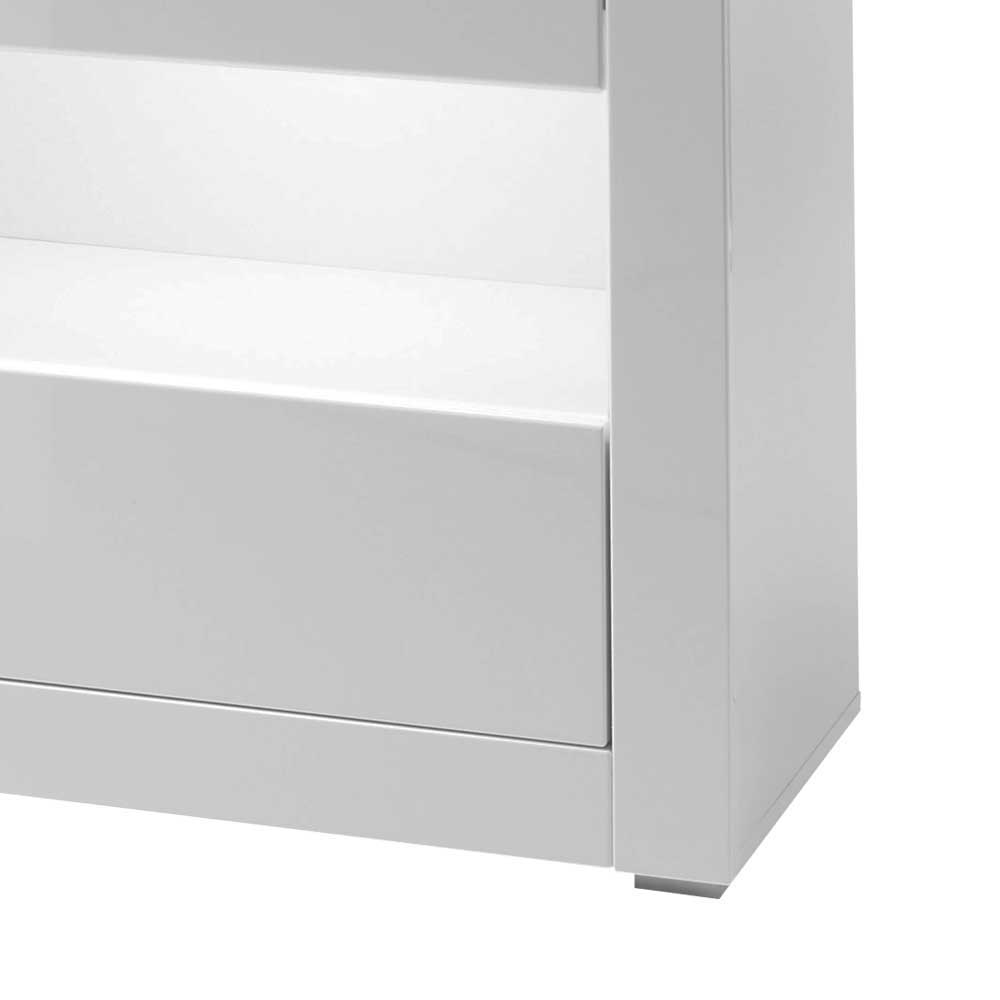 Hochglanz Sideboard in Weiß mit 2 Glaseinsätzen Mextra & Beton Dekor