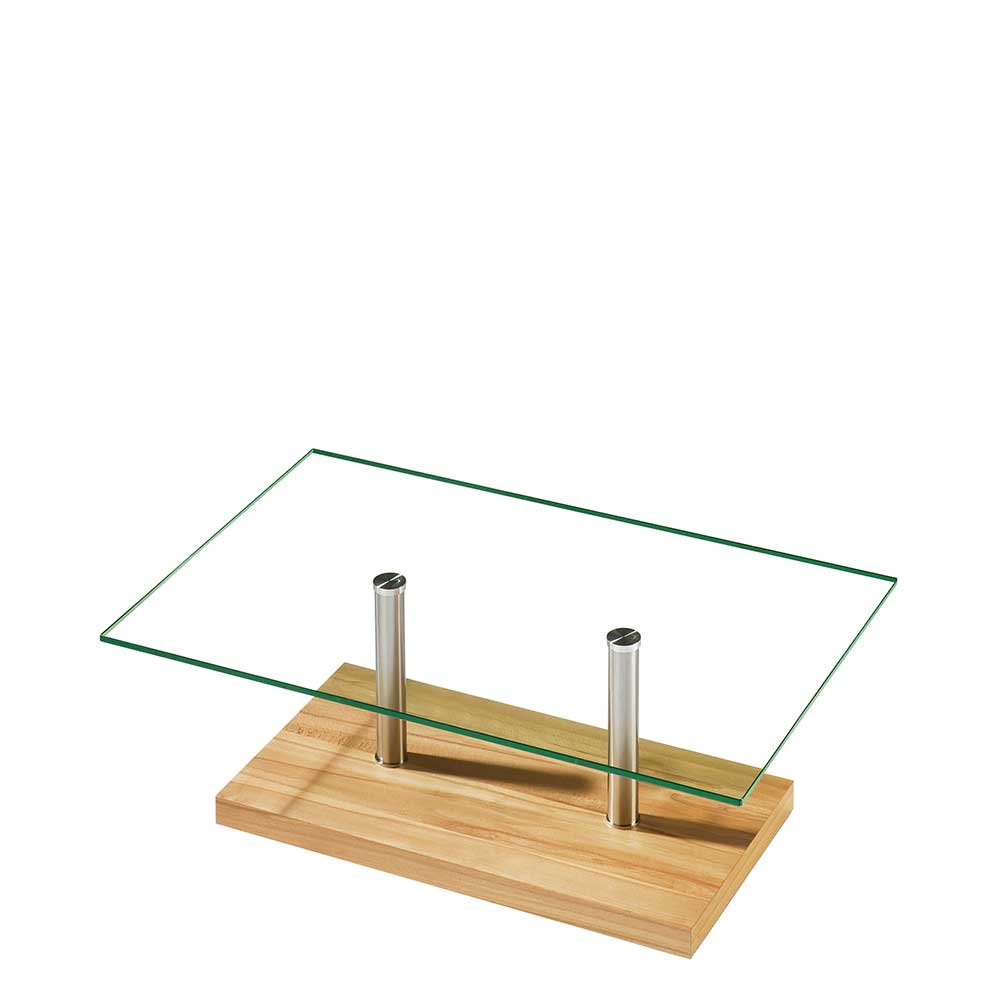 110x70 cm Wohnzimmer Tisch mit Glasplatte - Heralisa