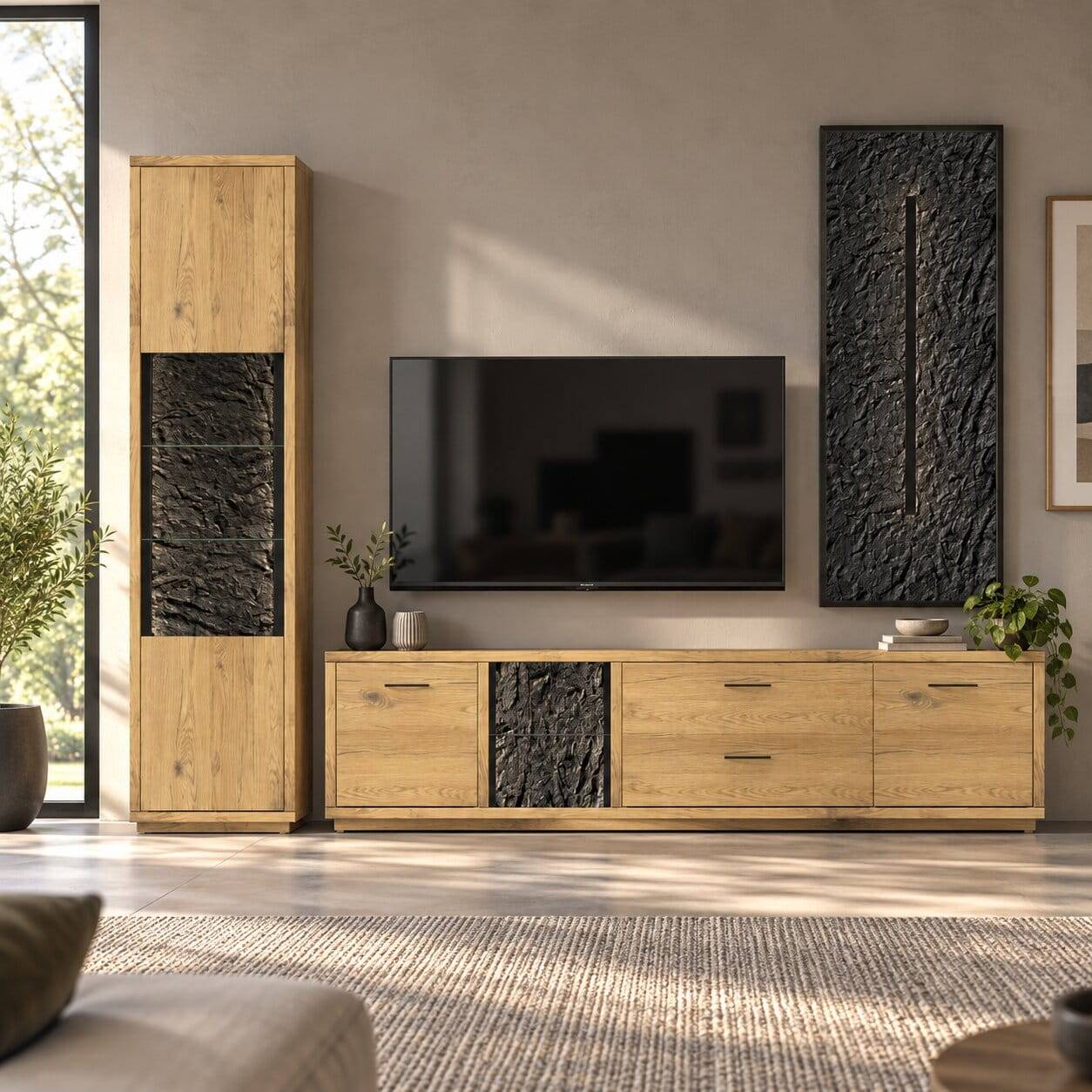 Wohnzimmer TV-Anbauwand Set - Friburgo (dreiteilig)