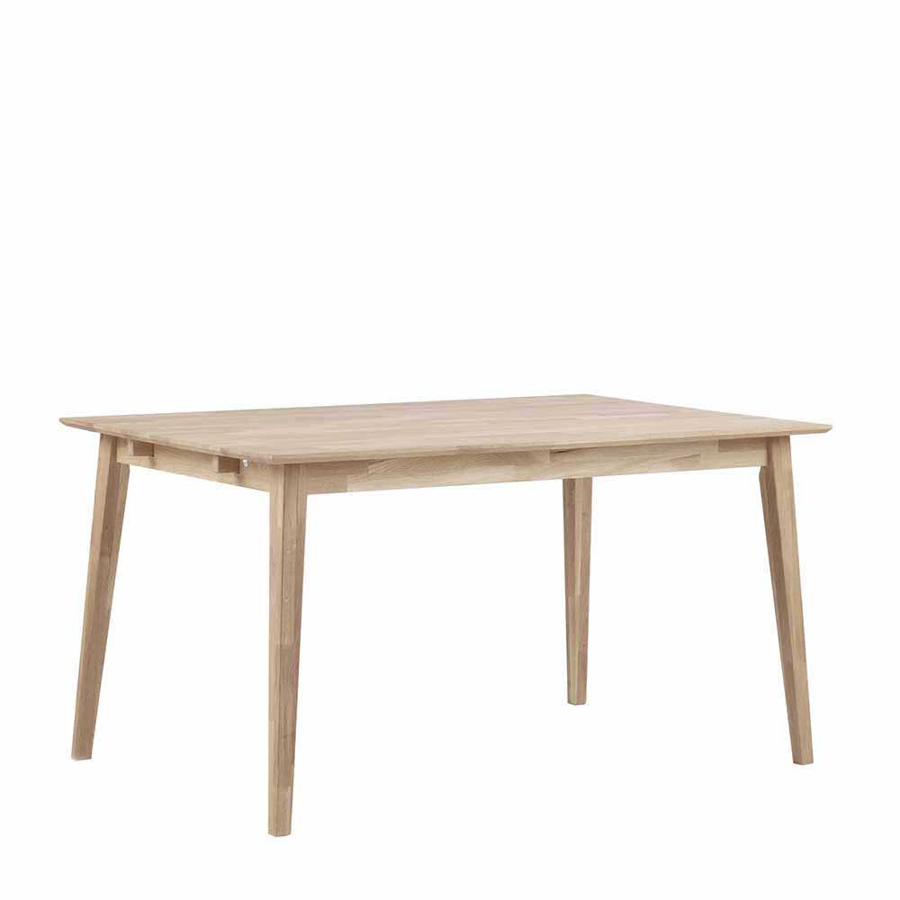 White Wash Holztisch & schwarze Stühle - Pessoa (fünfteilig)
