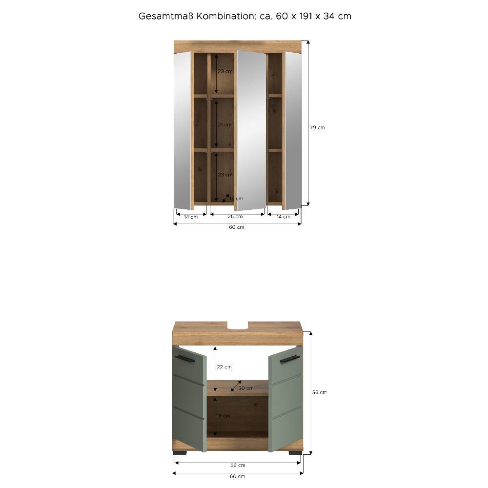 Bad-Waschplatz Kombination in Salbei - Tamdato (zweiteilig)