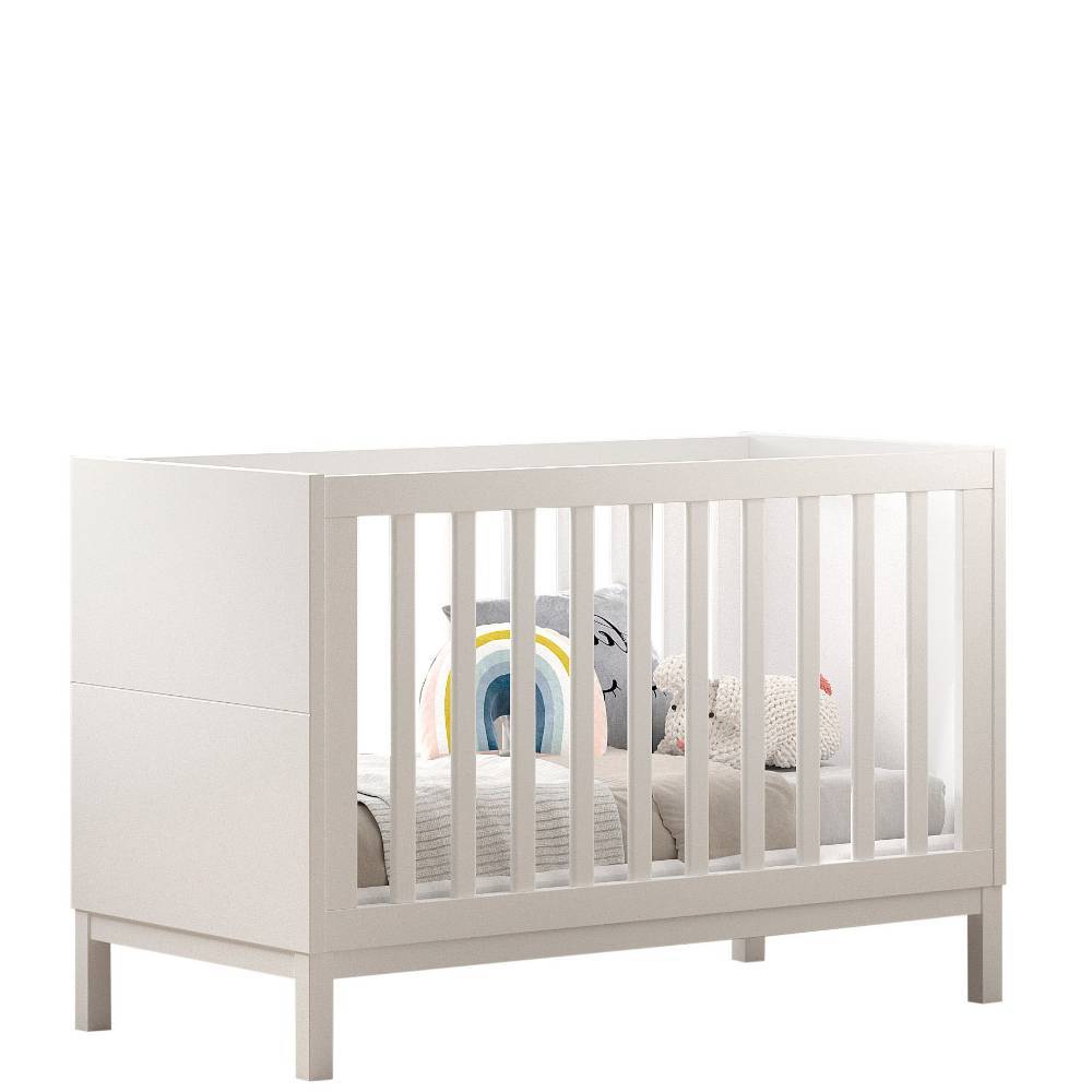 Weißes Gitterbett für Babys mit Lattenrost und weichen Kissen – Crocinol