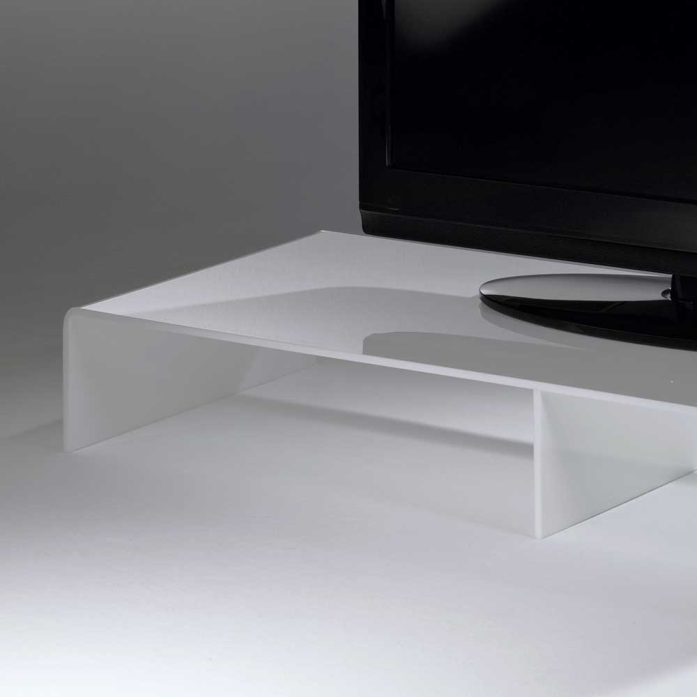 Weißer Tisch für TV Gerät aus Acryl Glas - Elastian