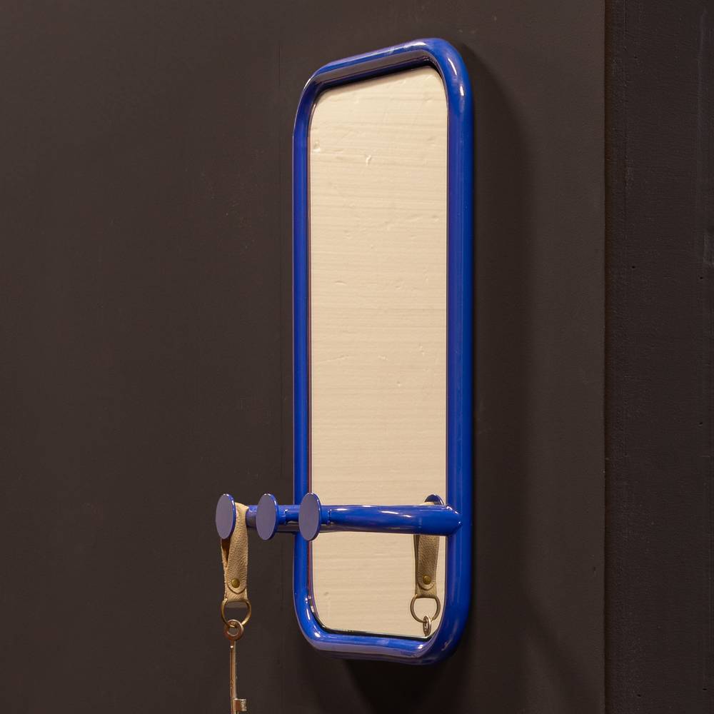 Blauer Spiegel mit drei Haken - Mutez