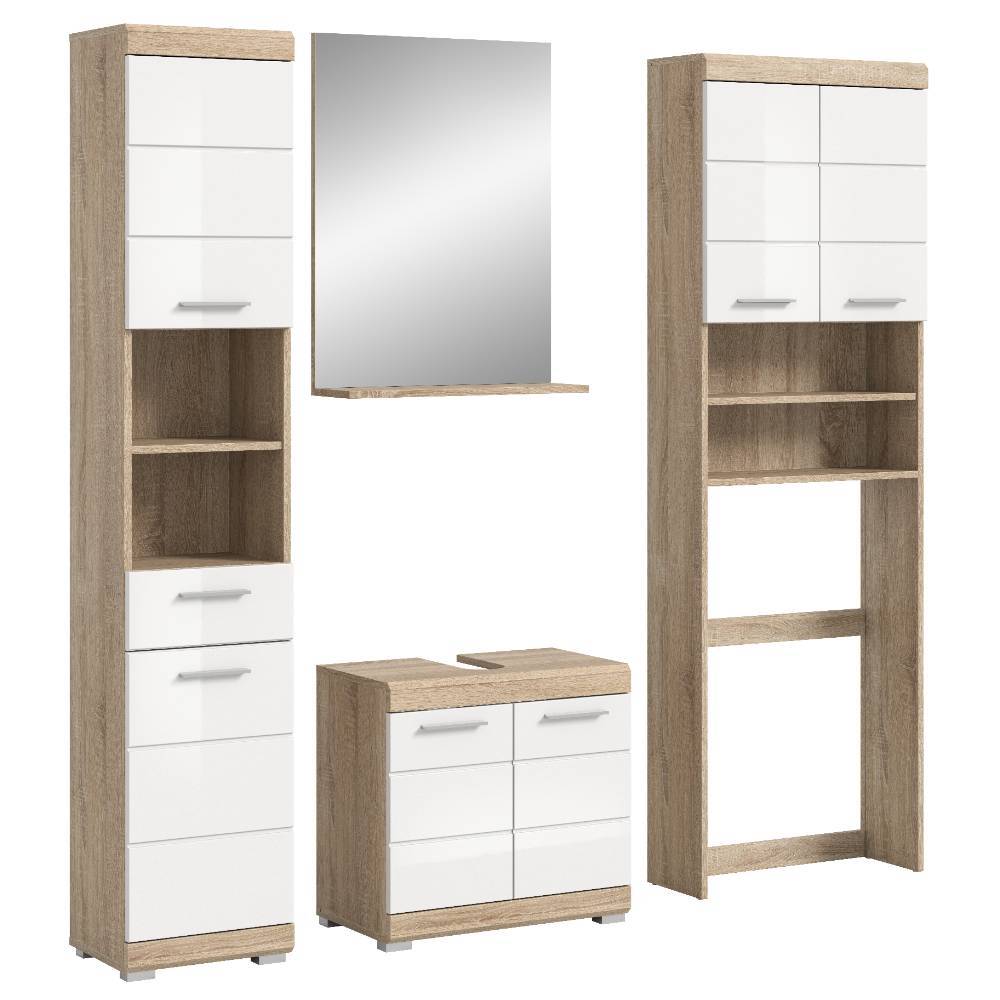 Badkombination mit Waschmaschinenschrank Set - Calbanyara (vierteilig)