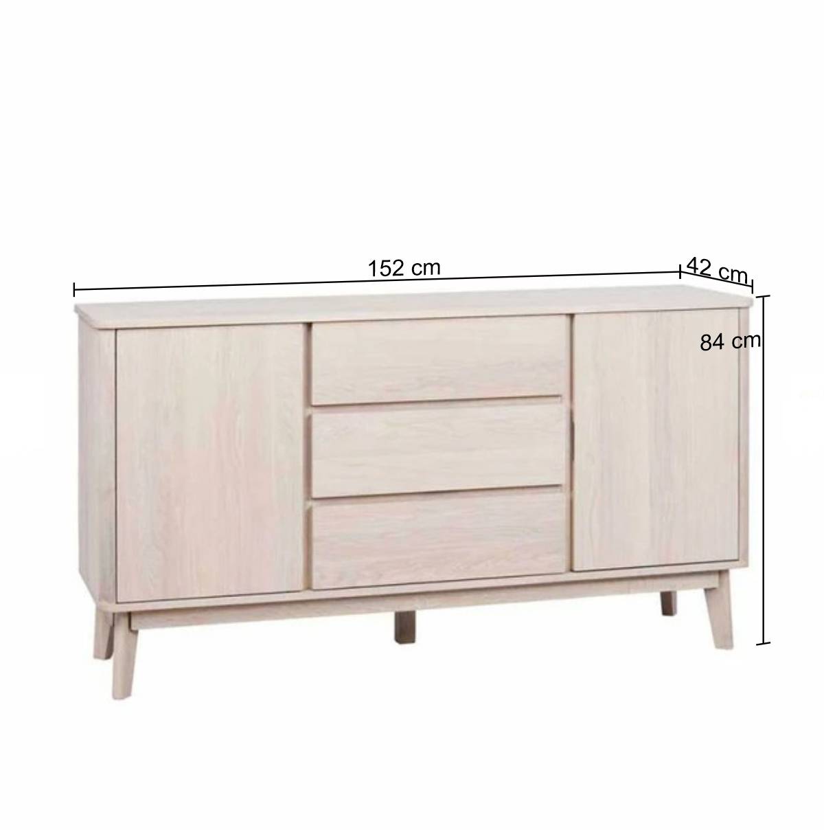 152 cm breites Sideboard in White Wash - Navassa