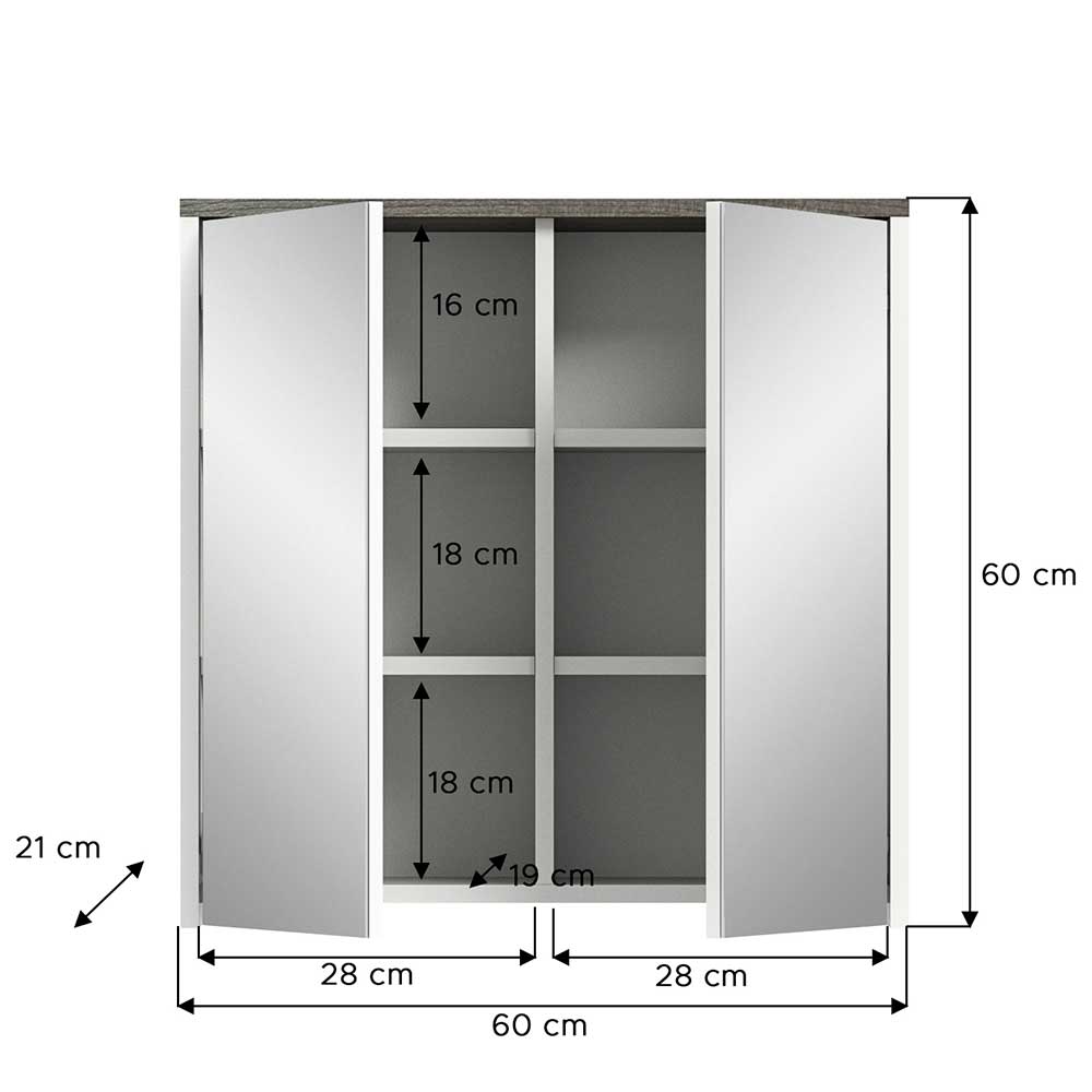 Design Spiegelschrank mit Doppeltür - Tryndidad