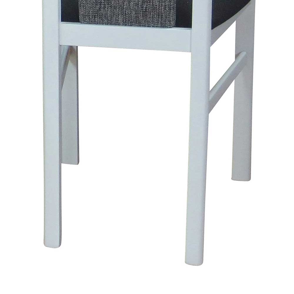 Weißer Buchenholz Stuhl mit Stoff Finesto Grau Schwarz (2er Set)