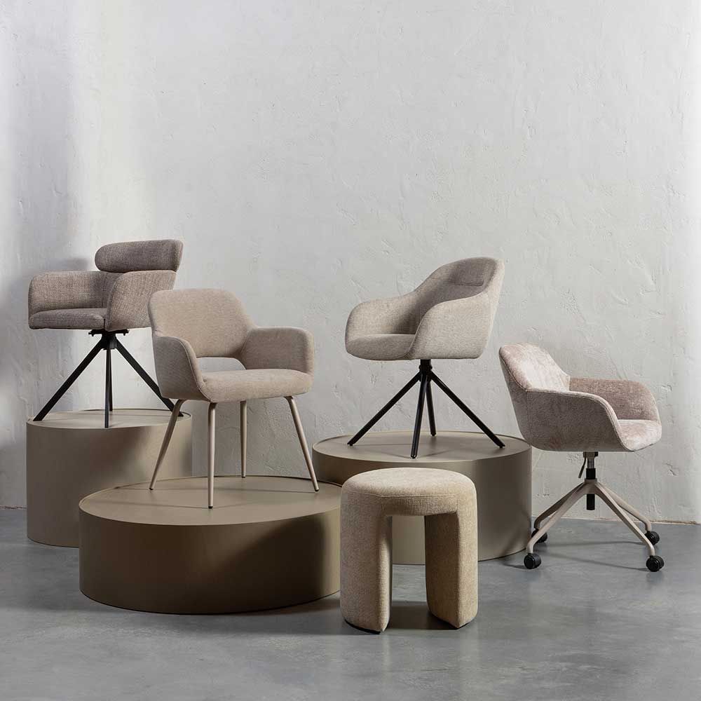 Chenille Schreibtischstuhl in Taupe - Vorius