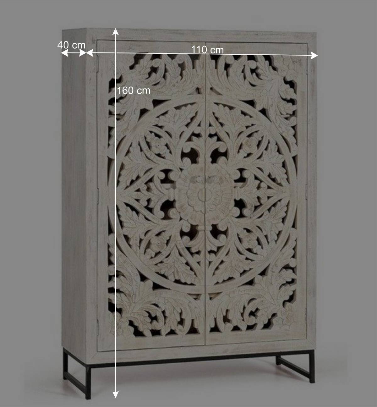 Vintage Schrank in Mangoholz White Wash - Fudorus