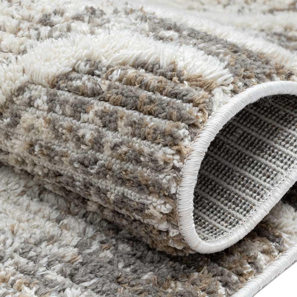 Teppich mit Rautenmuster in Weiß & Hellgrau - Freshna