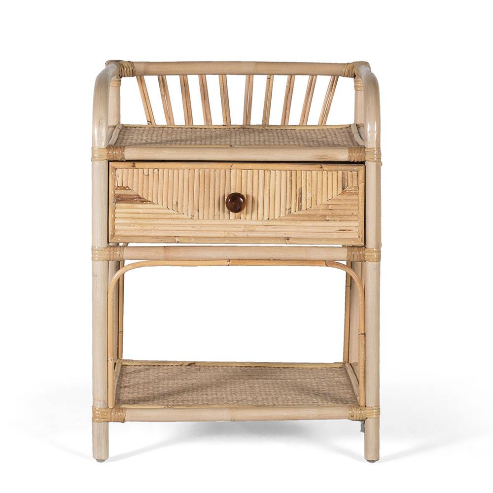 Rattan Nachtkonsole mit zwei Ablagen - Robin